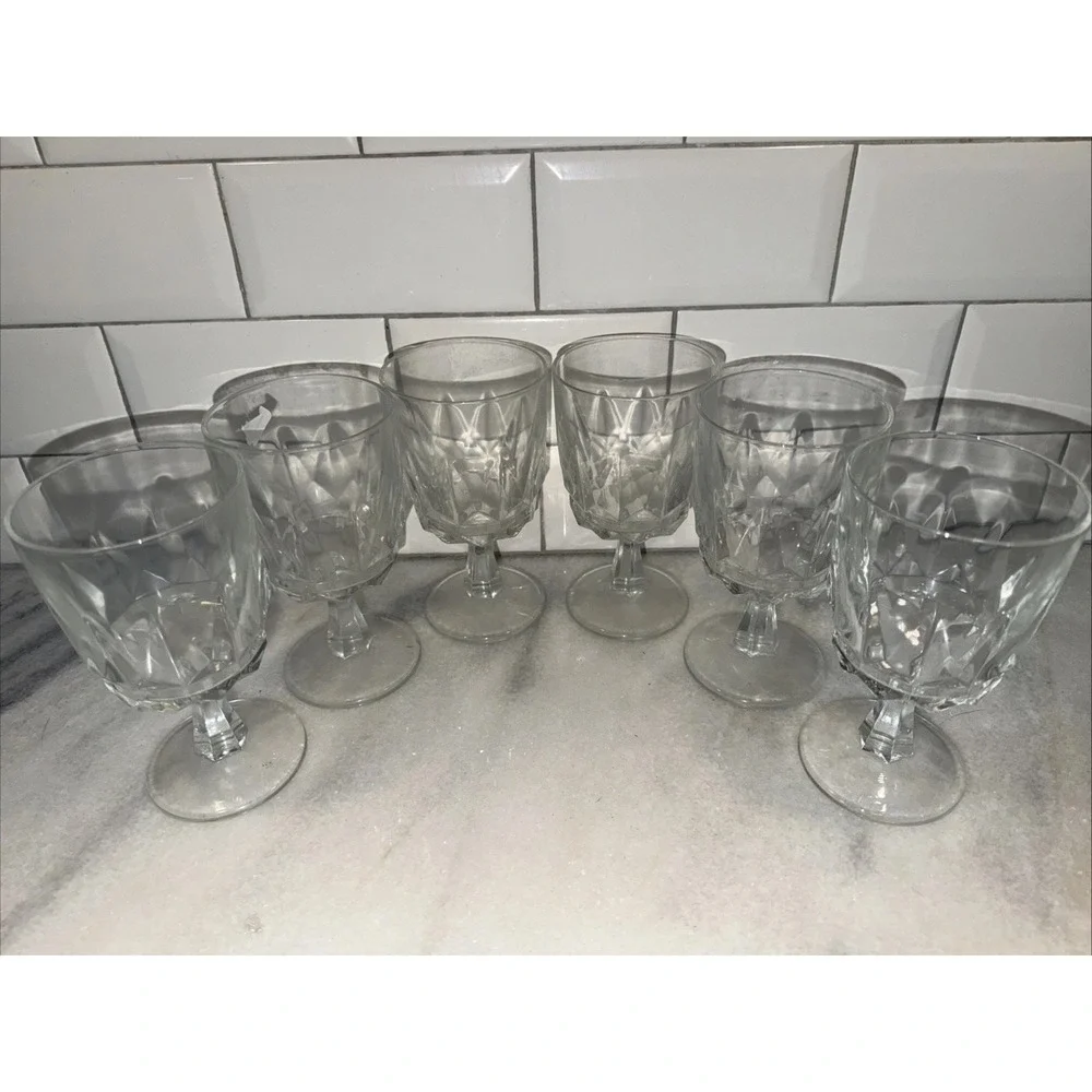 Set of 6 Vintage Arcoroc‎ France Arctic Stemmed Crystal Wine Glasses 5